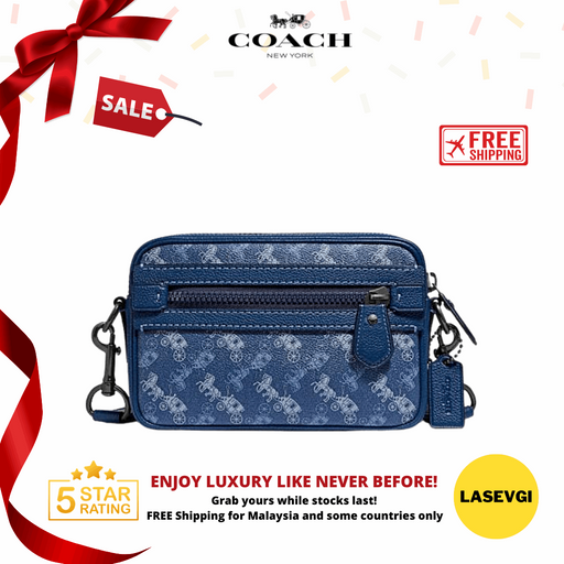 COACH Academy Crossbody With Horse And Carriage Print-Blue