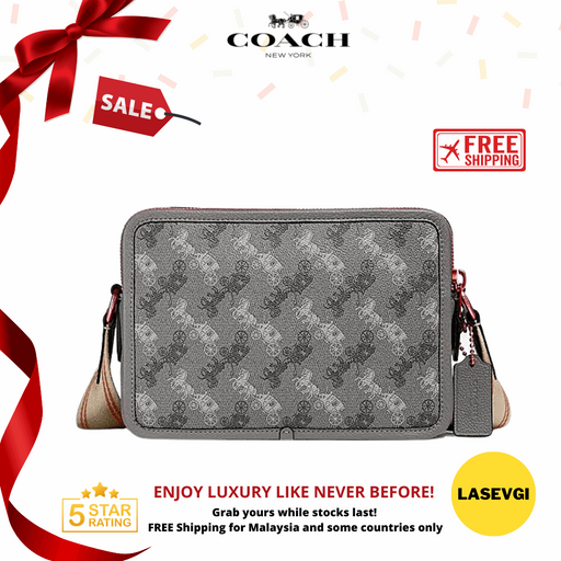 COACH Charter Crossbody 24 with signature horse and carriage print in Grey - www.lasevgi.com