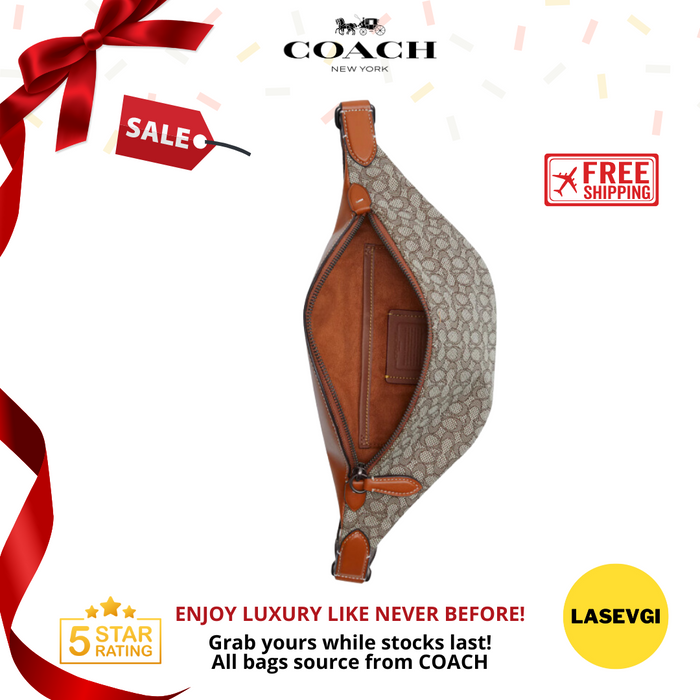 COACH Charter Belt Bag 7 In Micro Signature Jacquard - Cocoa/Burnished Amber