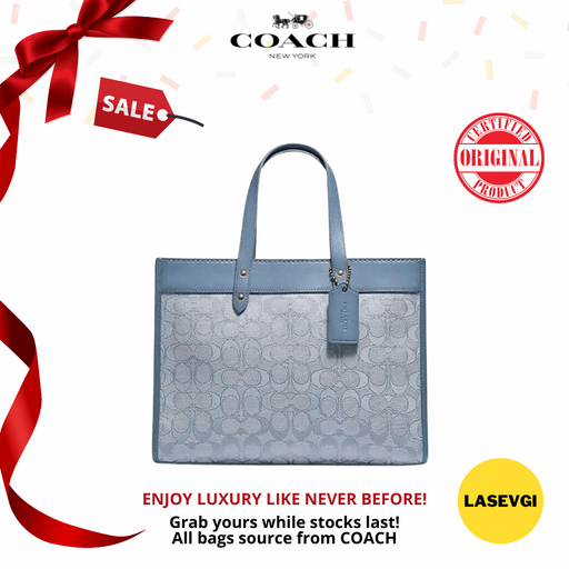 COACH Field Tote 22 In Signature Jacquard/ B4/Blue