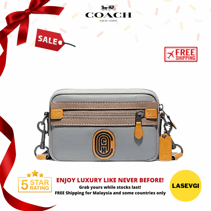 COACH Academy Crossbody In Colorblock With Coach Patch-Grey Mix