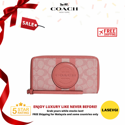 COACH Dempsey Large Phone Wallet-Pink/Taffy