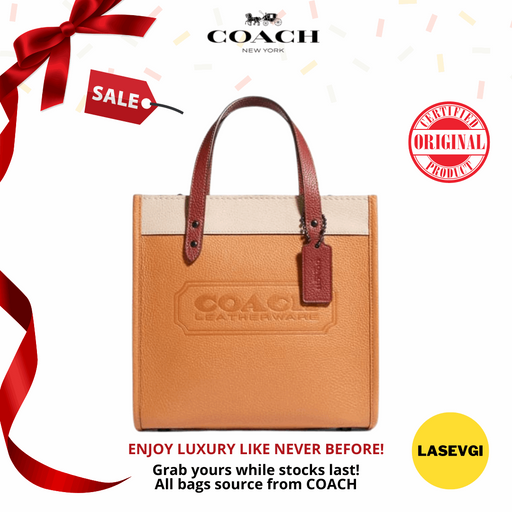 COACH Field Tote 22 In Colorblock With COACH Badge and Whipstitch