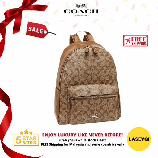 COACH Backpack Large Charlie Backpack In Signature Khaki / Saddle Brown