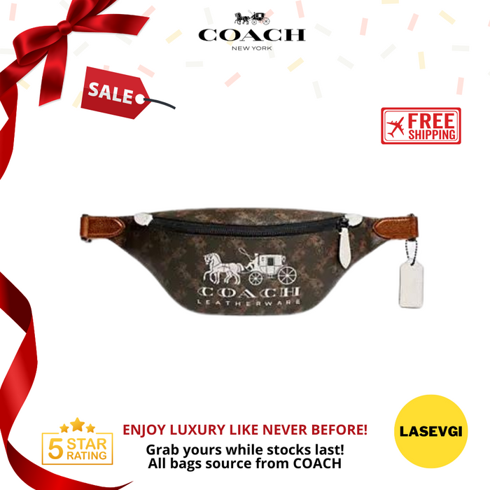 COACH Charter Belt Bag 7 With Horse And Carriage Print - Truffle/Chalk C8421