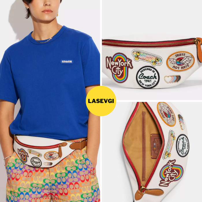 COACH Charter Belt Bag 7 With Patches Chalk Multi CA304