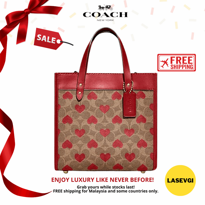COACH Field Tote 22 In Signature Canvas With Heart Print