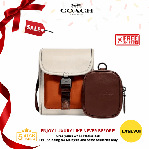 COACH Charter North/South Crossbody with Hybrid Pouch in Colorblock ivory