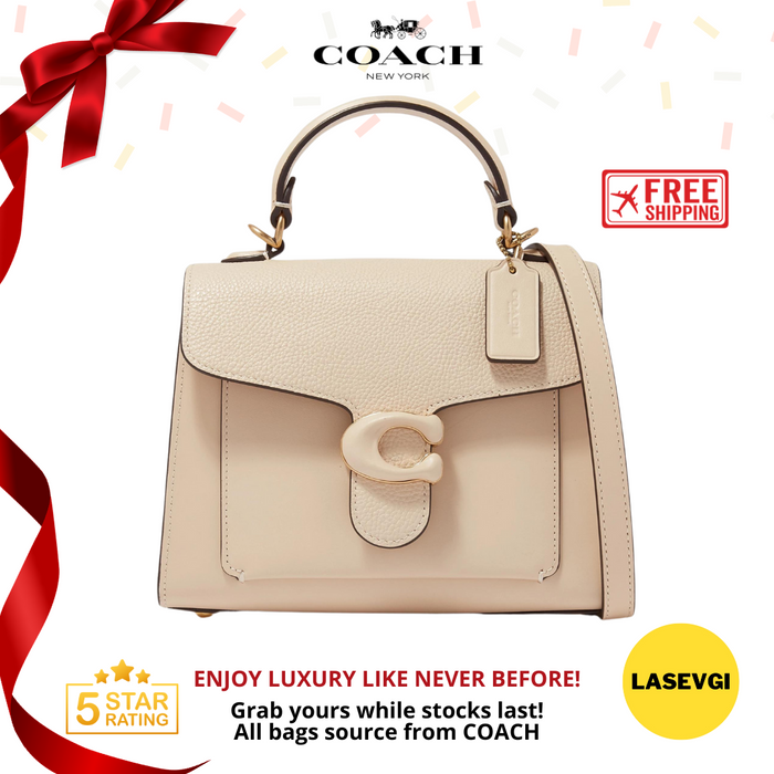 COACH Tabby Top Handle 20 Bag in Pebble Leather Chalk C0773