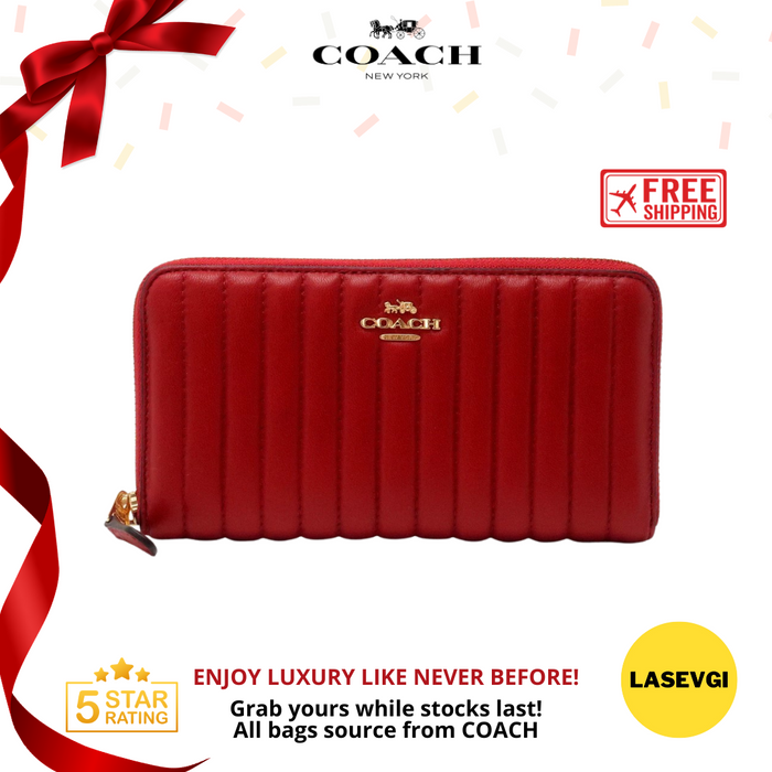 COACH Accordion Zip Wallet with Linear Quilting in Red 2855 - www.lasevgi.com