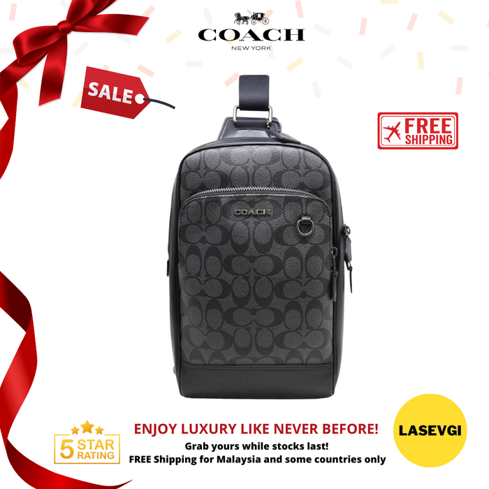 COACH Men Graham Backpack Signature Canvas in Black 89937