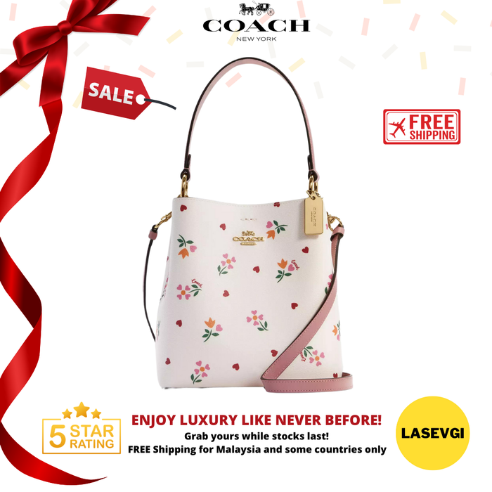 COACH Small Town Bucket Bag With Heart Petal Print