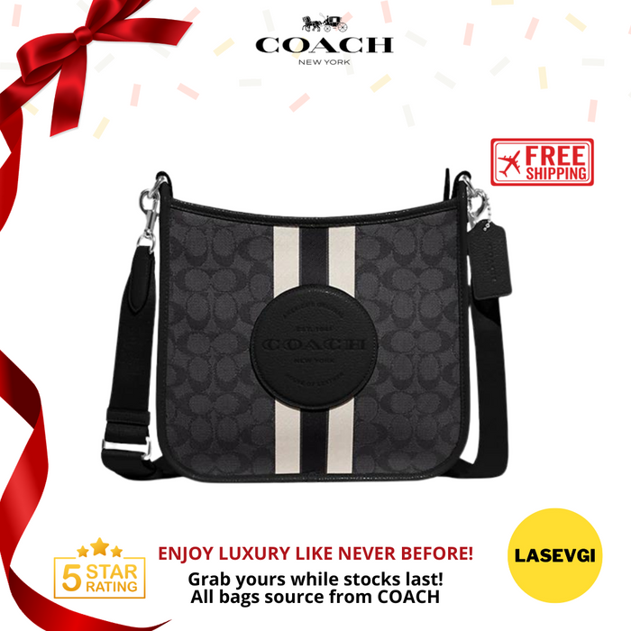 COACH Dempsey File Bag in signature jacquard with Stripe and Coach Patch - Black CA195