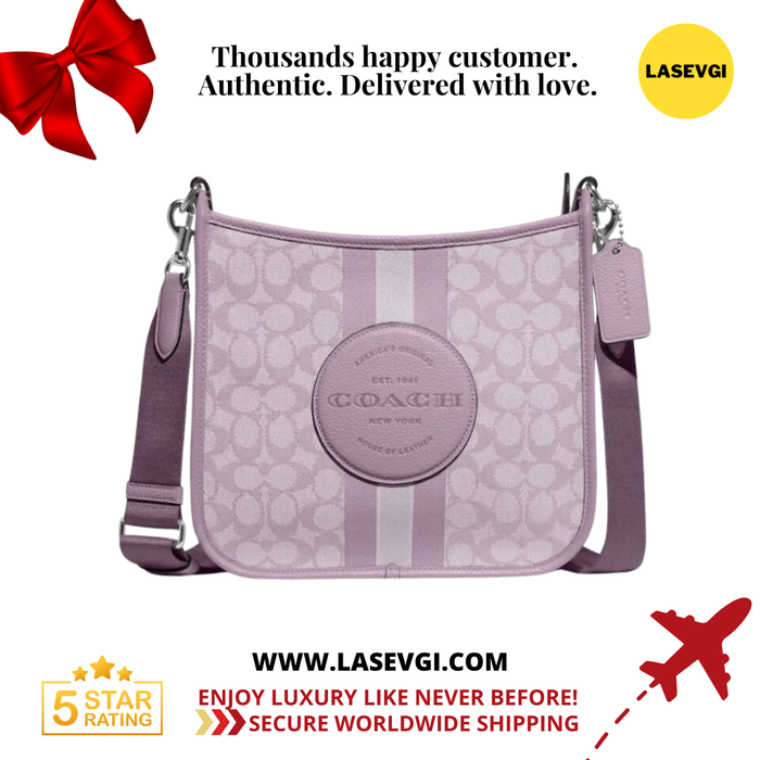 COACH Dempsey File Bag in signature jacquard with Stripe and Coach Patch - purple CA195