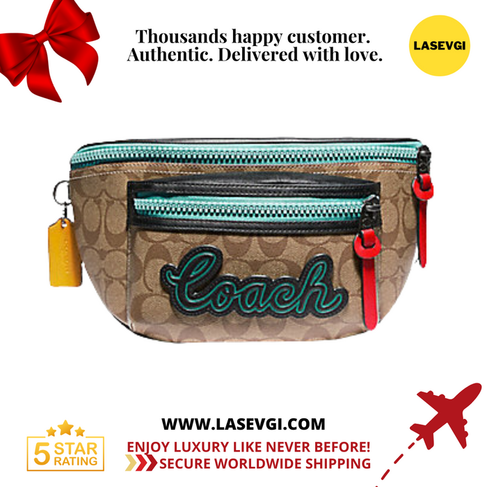 COACH Terrain Belt Bag In Signature Canvas-Tan/Black Antique Nickel