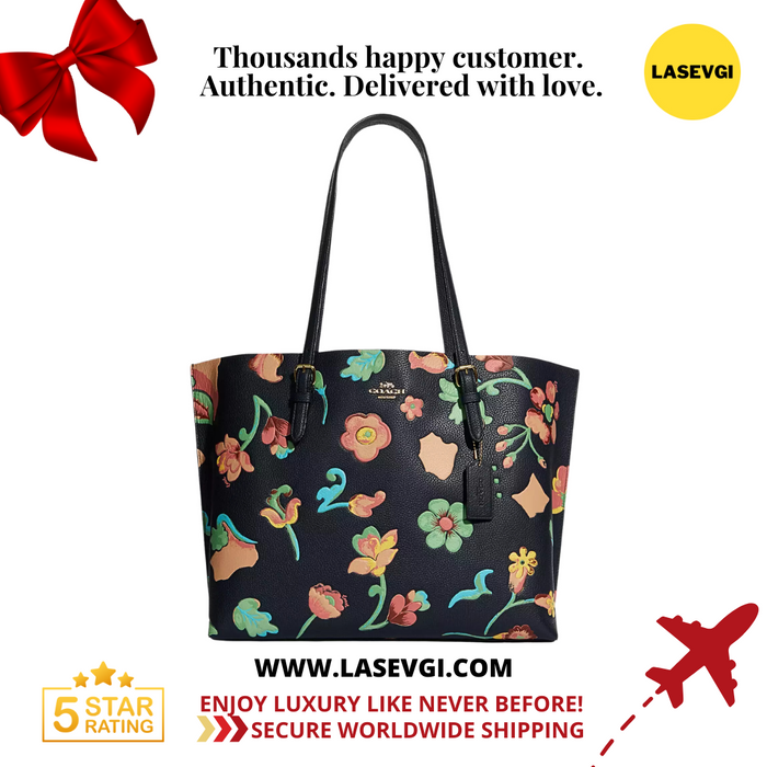 COACH Mollie Tote Dreamy Land Floral Print Midnight Multi