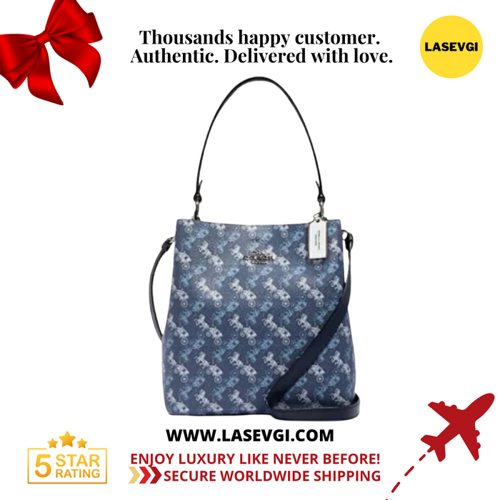 COACH Town Bucket Bag Horse and carriage print in Navy