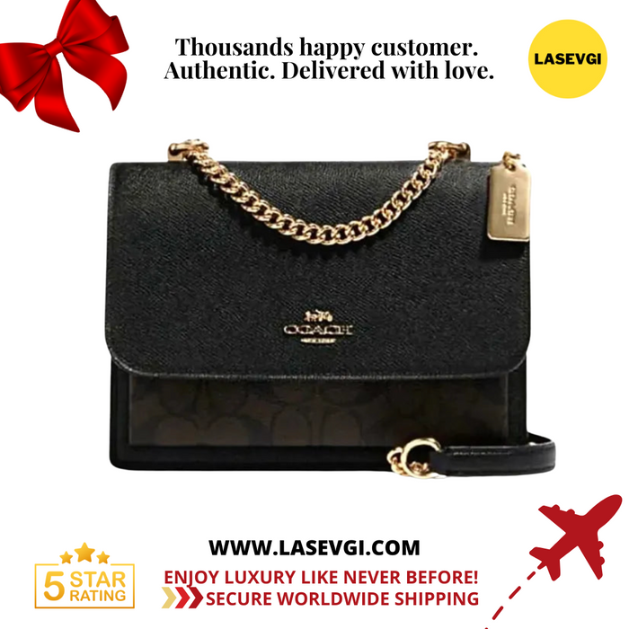 COACH Klare Crossbody Bag in Signature Canvas Brown Black 91019