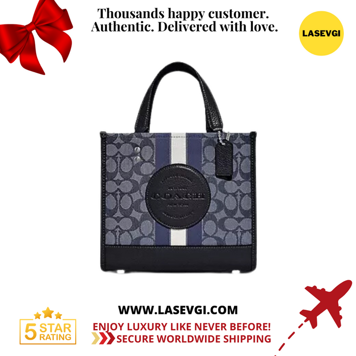 COACH Dempsey Tote 22 In Signature Jacquard With Coach Patch Chambray/Denim Multi