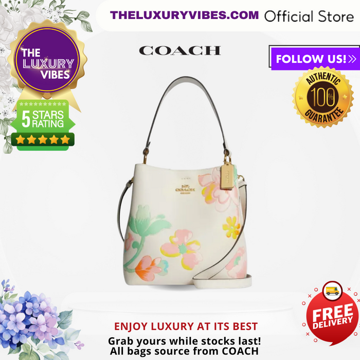 Coach Town Bucket Bag With Dreamy Land Floral Print in Chalk Multi