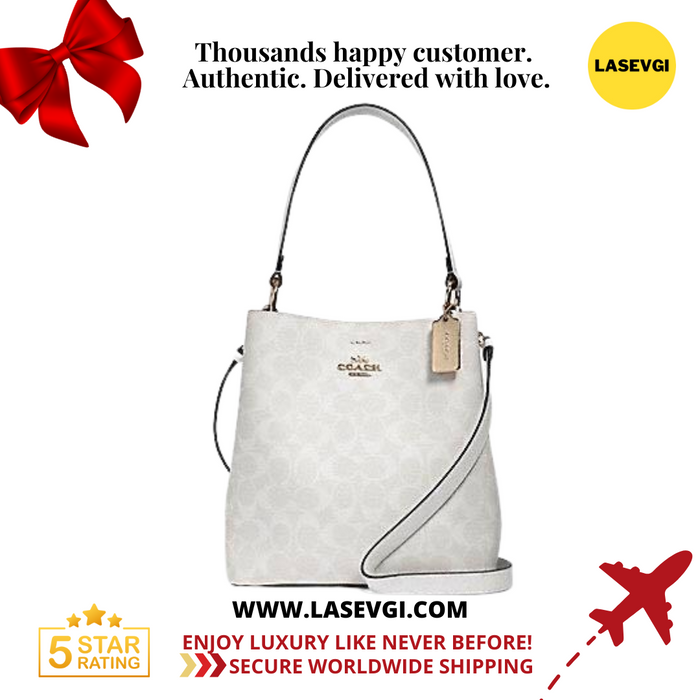 COACH Small Town Bucket Bag in Signature Canvas White/Chalk