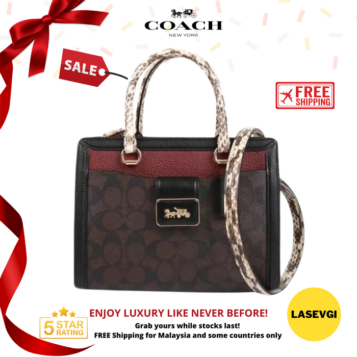COACH Grace Carryall With Signature Canvas In Brown Black Multi CD701