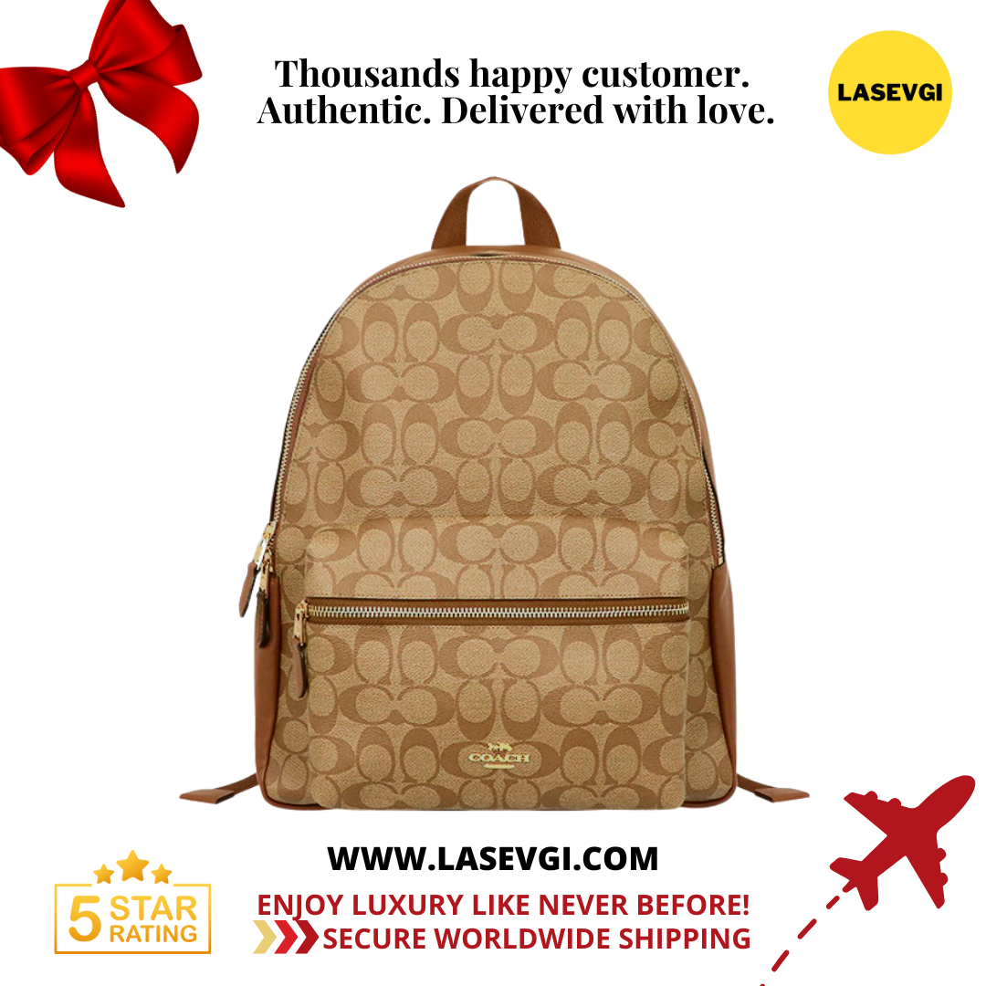 COACH Backpack Large Charlie Backpack In Signature Khaki / Saddle