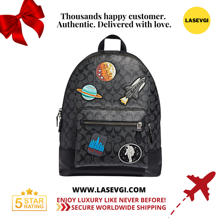 COACH West Backpack in Signature Canvas with space patches COACH West Backpack in Signature Canvas with space patches