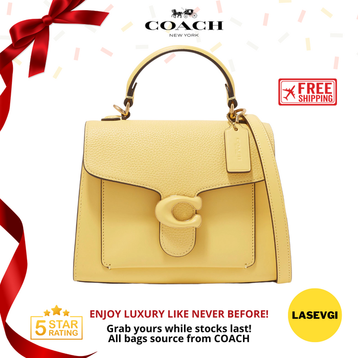 COACH Tabby Top Handle 20 Bag in Pebble Leather Yellow C0773