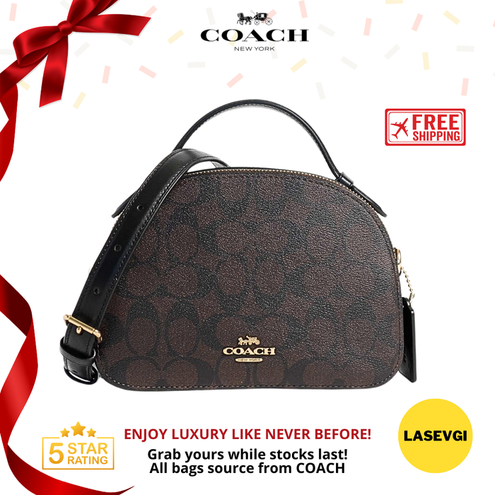 COACH Serena Satchel Signature in Brown Black 1591