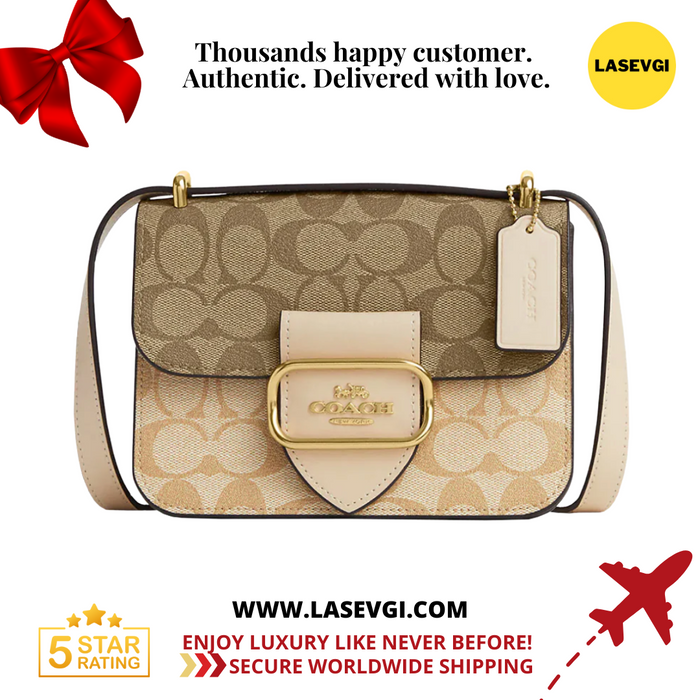 COACH Morgan Square Crossbody in Block Signature Canvas Khaki Multi