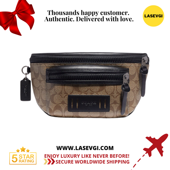 COACH Terrain Belt Bag In Signature Canvas-Gunmetal/Tan