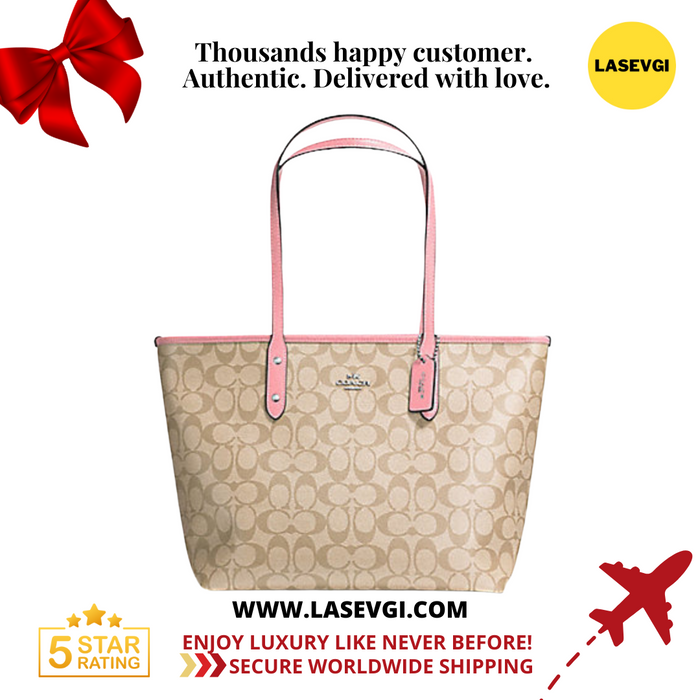 COACH City Zip Tote Light Khaki Pink F58292