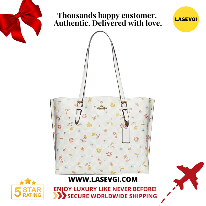 COACH Mollie Tote In Signature Canvas With Mystical Floral Print in Chalk Multi (C8612)
