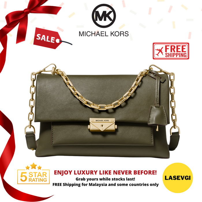 MICHAEL KORS Cece Leather Medium Shoulder Bag in Olive - 30S9G0EL2L