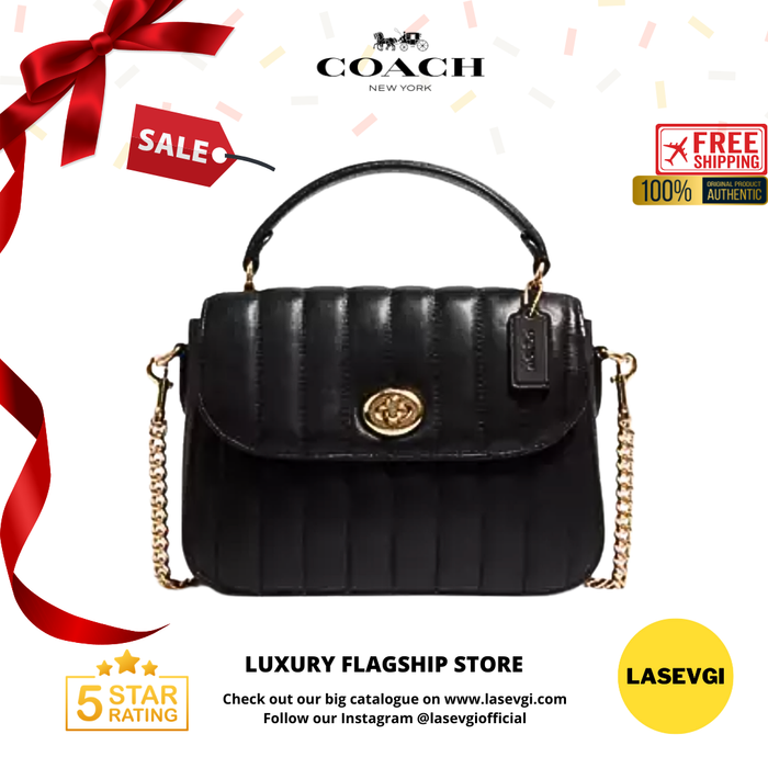 COACH Marlie Top Handle Satchel with Quilting Black C1558