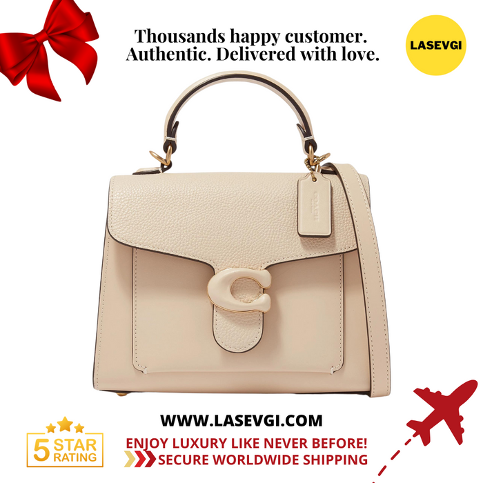 COACH Tabby Top Handle 20 Bag in Pebble Leather Chalk C0773