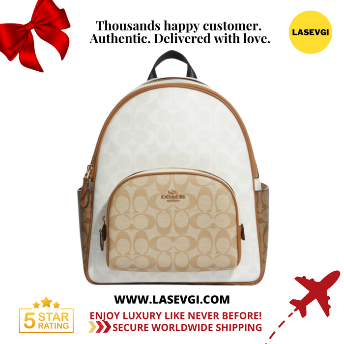 COACH Court Backpack In Blocked Signature Canvas in Chalk/Glacier White Multi (CA439)