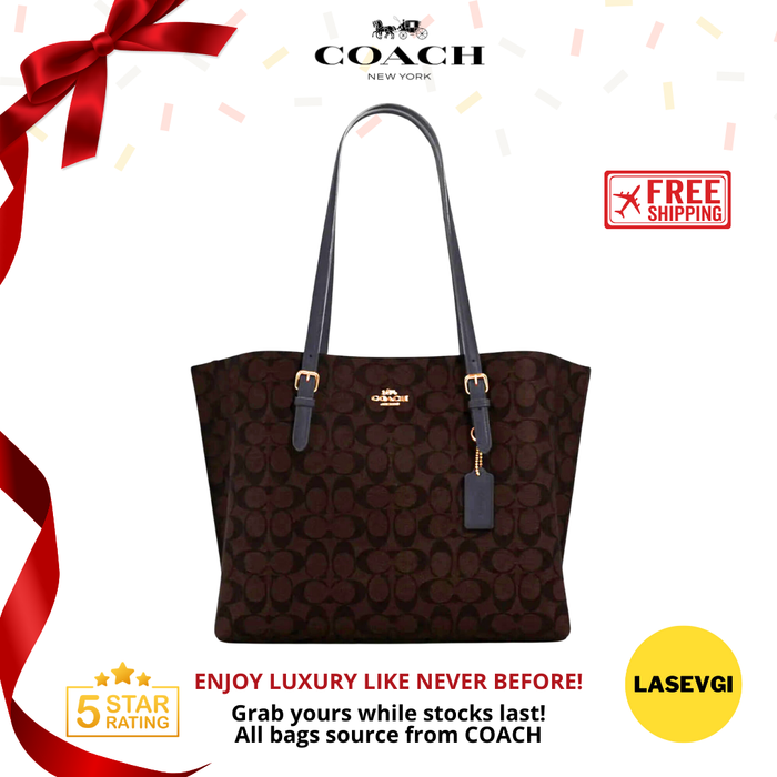 COACH Mollie Tote Bag in Signature Canvas Brown Black