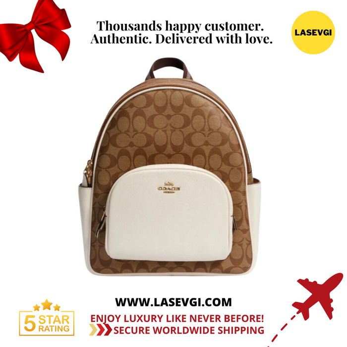 COACH Court Backpack In Signature Canvas - Khaki/Chalk