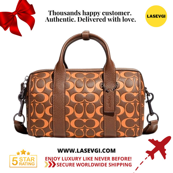 COACH Gotham Duffle 24 in Signature Leather Orange CA185