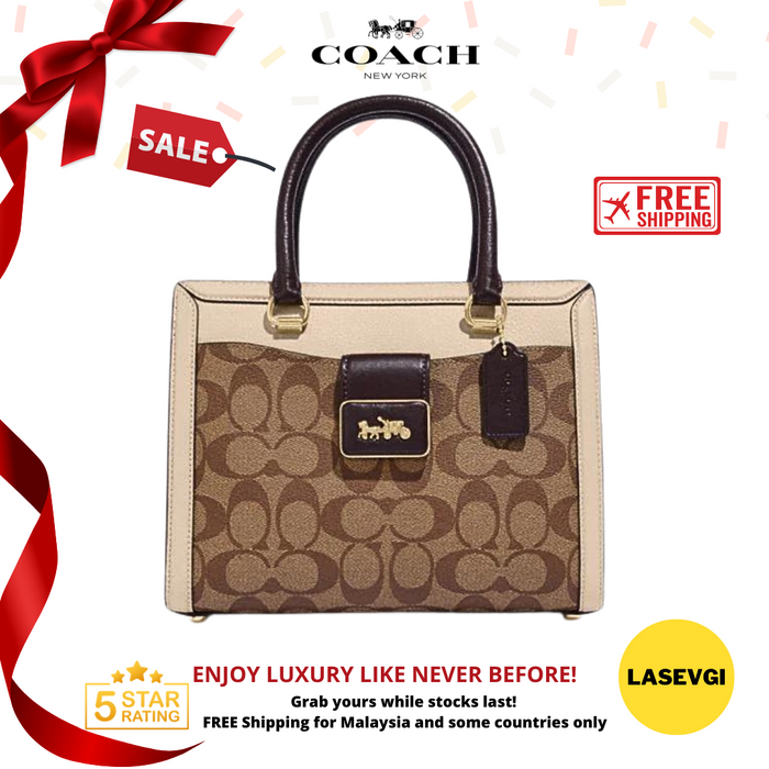 COACH Grace Carryall In Signature Canvas in Khaki Ivory CC142