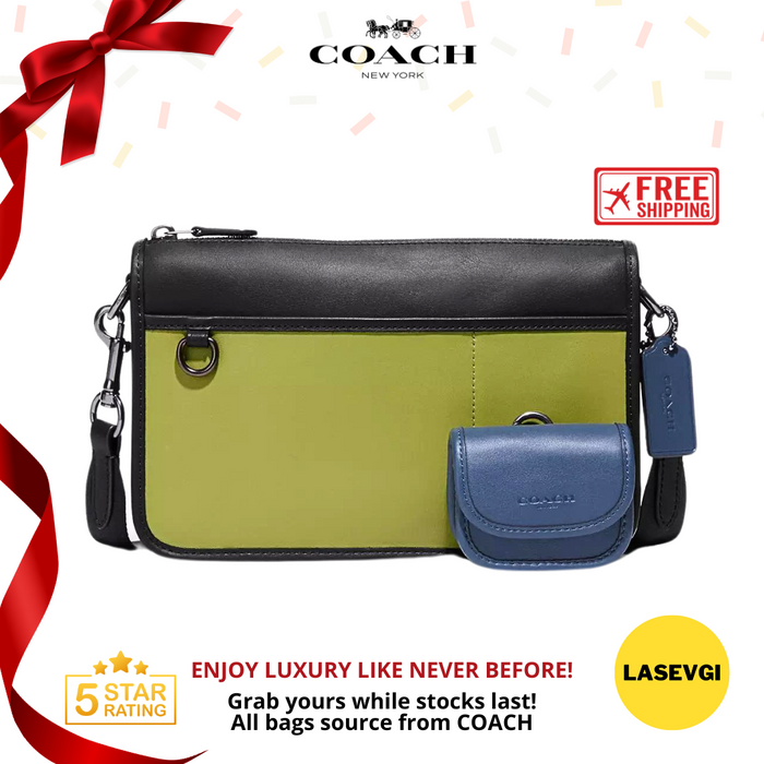 COACH Heritage Convertible Crossbody with Hybrid In Colorblock Green Multi  (COACH C8140)