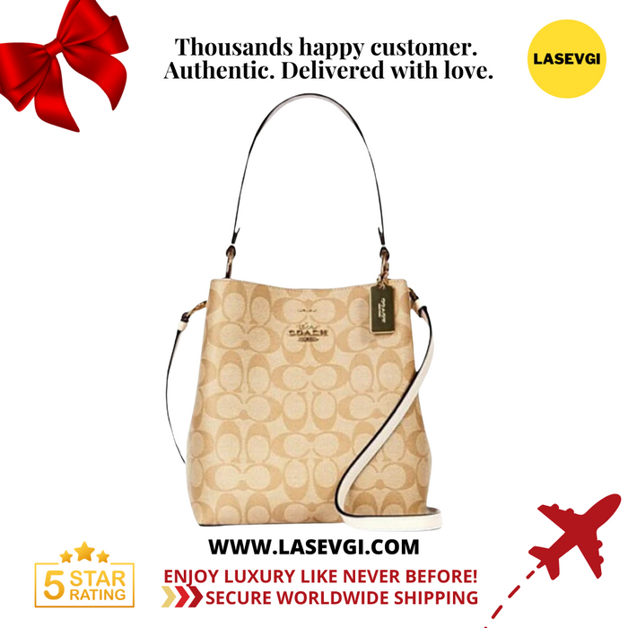 COACH Small Town Bucket Bag in signature khaki white