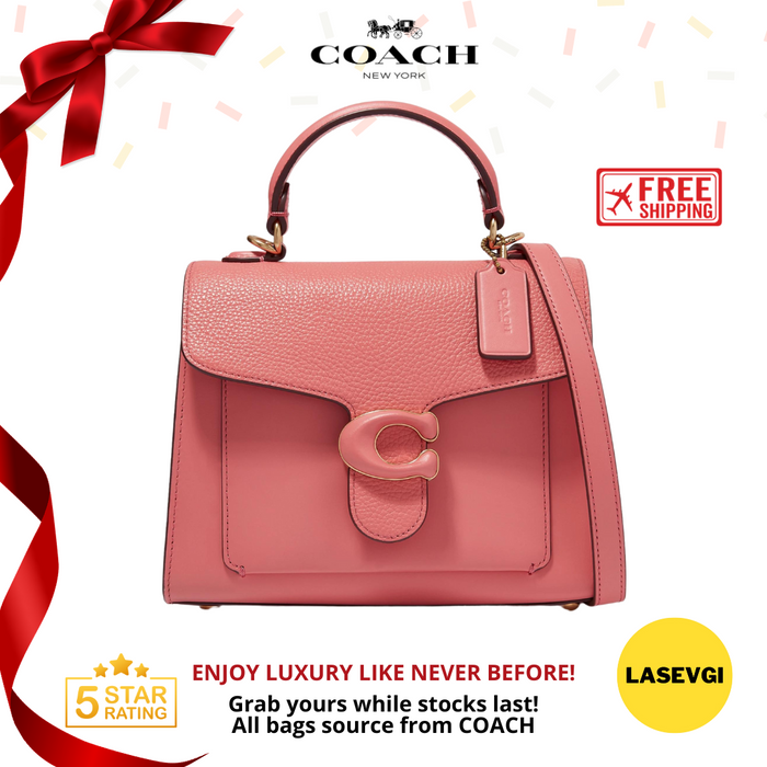 COACH Tabby Top Handle 20 Bag in Pebble Leather Pink C0773