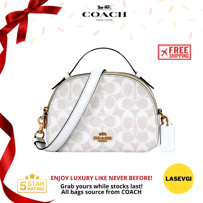 COACH Serena Satchel Signature canvas in Glacier White/Chalk 1591