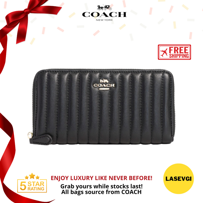COACH Accordion Zip Wallet with Linear Quilting in Black 2855 - www.lasevgi.com