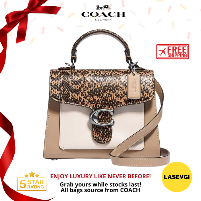 COACH Tabby Top Handle 20 in Colorblock with Snakeskin detail 3787