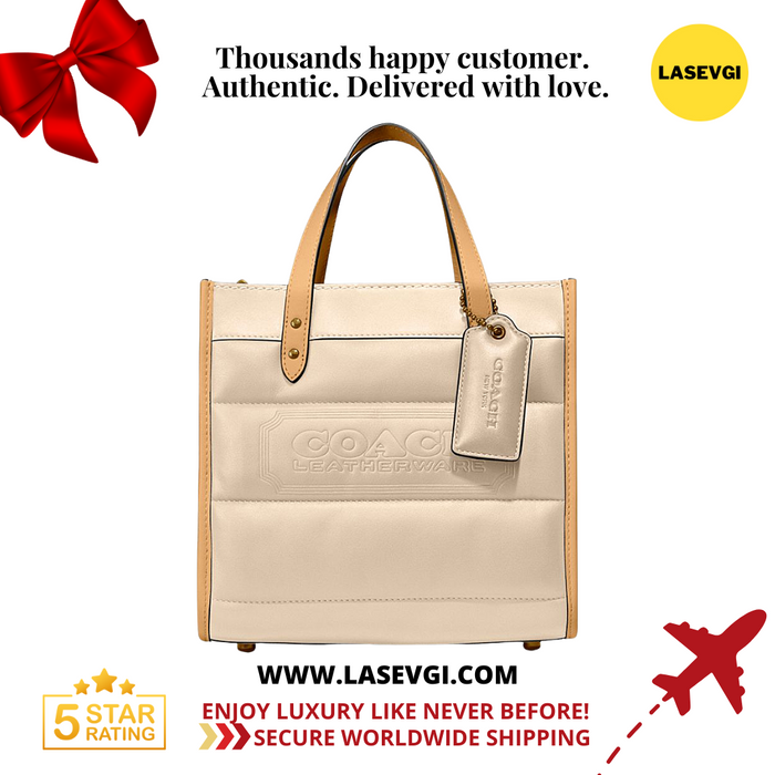 COACH Field Tote 22 With Colorblock Quilting And Coach Badge-B4/Ivory Multi