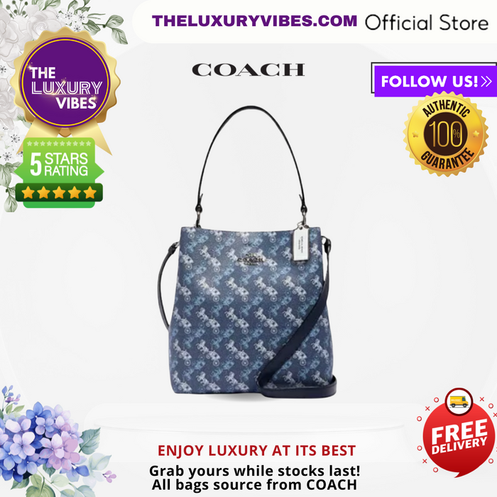 COACH Town Bucket Bag Horse and carriage print in Navy